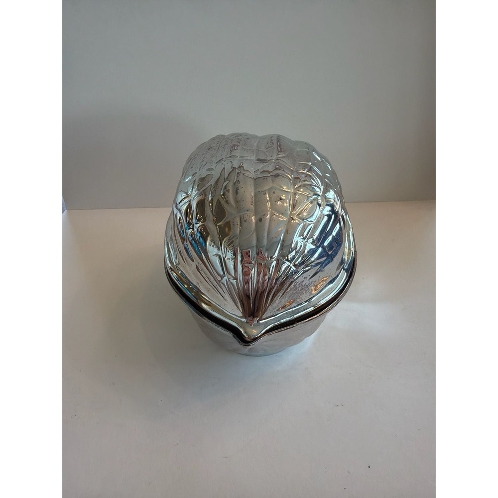 Vintage Silver Plate‎ Walnut Shaped Trinket Box, 1970s Home Decor - ,